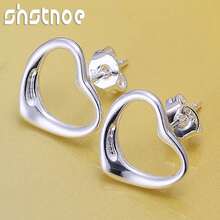 Charms 精美 925 纯银镀层浪漫心形耳钉，适合女性参加派对、婚礼、圣诞节等场合，是街头百搭饰品的理想之选。 - 銀 - 查看 3