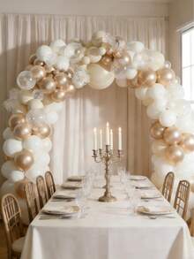 119PCS Sand White Champagne Gold Balloon Garland Arch Kit, Beige Champagne Gold Clear Wedding Balloons For Wedding Decor, Engagement Bridal Shower, Birthday, Anniversary Babyshower Balloon Arch, Elegant Gender Reveal Supplies - View 6