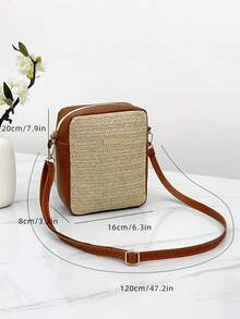 Women's Straw Crossbody Bag - Summer Beach Shoulder Bag With Adjustable Strap For Travel & Vacation - Brown - View 5