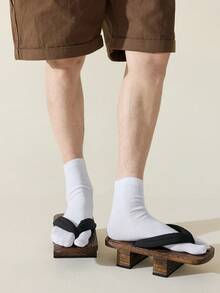 1/3 Pairs Unisex Two-Toe Mid-Calf Socks, Spring/Summer Split Toe Thumb Socks, Black/White/Gray Pig Hoof Design, Soft & Comfortable - Multicolor - View 10