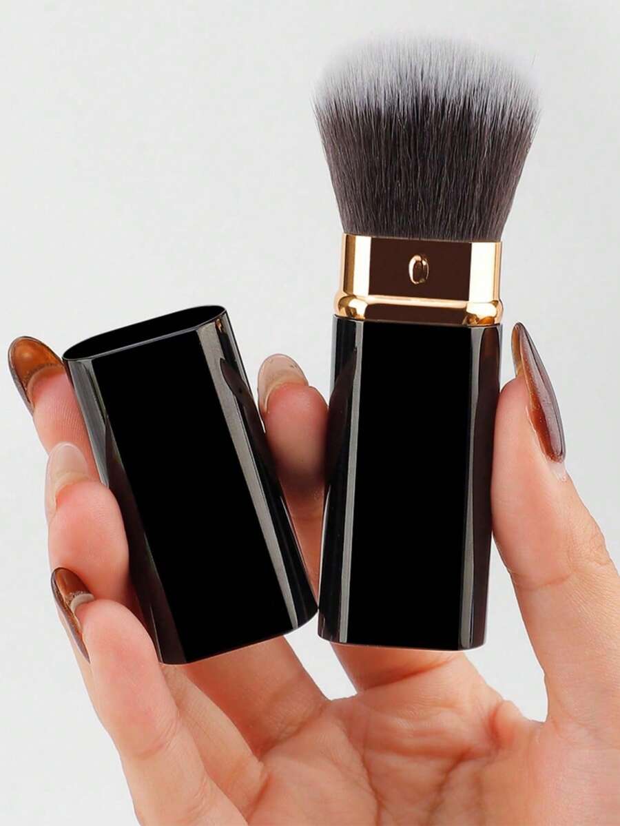 1pc Professional Retractable Round Face Makeup Brush, Blush Brush, Foundation Brush, Powder Brush - Multicolor - View 1
