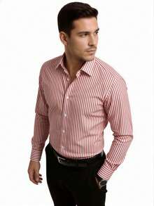 Rand paul Striped Long-Sleeved Dress Shirt With Refined Finish. - 紅色 - 查看 4