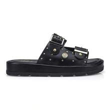 Women's Sandal, Flat Shoe, Rhinestone Papete, Fashionable, Comfortable, 052-040 - 黑色 - 查看 3