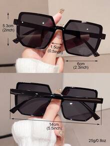 1 par de gafas de marco grande cuadrado con montura de plástico para mujeres - Favorecedor para la forma del rostro - Adecuado para vacaciones y uso diario - Multicolor - Ver 7