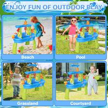 3-Tier Sand And Water Play Table Kids Outdoor Summer Activity Set In The Garden Backyard Beach - Blue - View 6