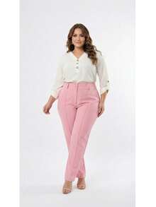 Plus Size Tailored Dress Pants - Rosa - Ver 5