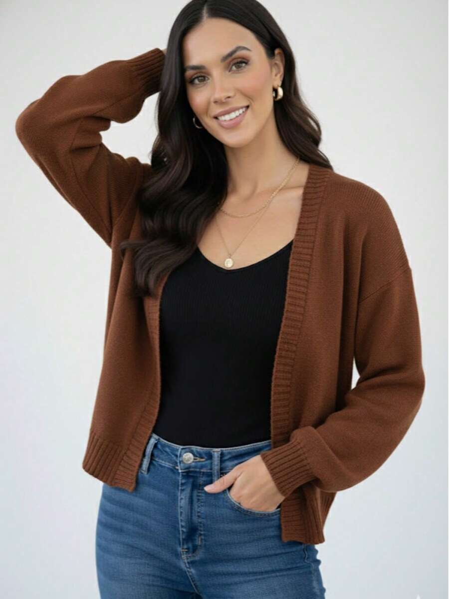 Winter Cardigan Coat, Women's Fashion, Cold And Warm Weather - Cà phê đen - Xem 1