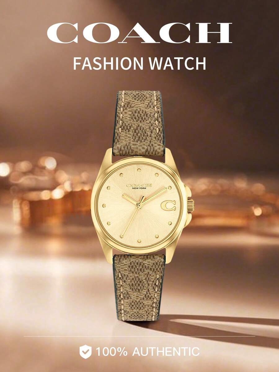 Coach Womens Watch Analog Quartz Waterproof Ladies Watches for Women Easy Read Women's Wrist Watches with Leather Strap - 棕色 - 查看 1