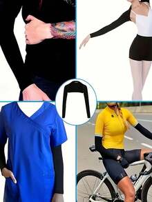 1 buah Sarung Lengan Pendingin Wanita Warna Polos - Tahan UV, Pas Elastis, Cocok untuk Golf, Lari, Memancing, dan Bersepeda, Serat Poliester Bernapas, Tersedia Berbagai Pilihan Warna, Cocok untuk Festival dan Pesta - A - View 7