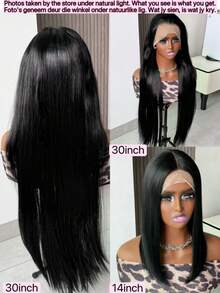 180% Density 8-36Inch 13x4 Lace Front Wigs Human Blended Hair Straight Wigs For Women 12A Pre Plucked HD Lace Frontal Wig With Baby Hair Natural Black - Natural & Black - View 2