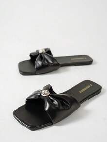 MICCOM Women's Fashion Flat Open Toe Slippers, Versatile Ladies' Sandals For Spring/Summer, Non-Slip Beach Slide Sandals - Black - View 5