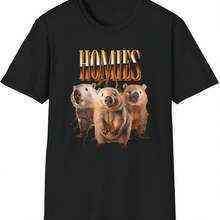 DENDO Three Wombats And 'Homies' Text Black T-Shirt, Unisex - Black - View 1
