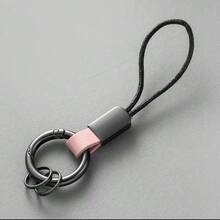 AD 1pc Premium Suede Leather Personalized Minimalist Creative Braided Lanyard Keychain, Unisex High-End Simple Business Bestseller Genuine Leather Key Chain, Anti-Lost Hanging Clasp Metal Key Holder Gift - Fur Braided Rope - View 12