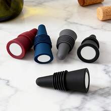 2 nút đậy chai rượu vang/sâm panh bằng silicon đế thép không gỉ, dụng cụ bảo quản rượu vang - Nhiều màu - Xem 12