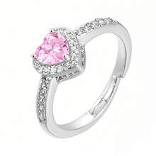 心形戒指，心形手链，奢华优雅的圣诞新年首饰，适合婚礼、浪漫礼物、日常搭配 - 白色 - 查看 8