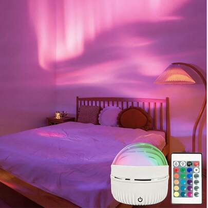 1pc LED Northern Lights Aurora Lamp, Starry Sky Atmosphere Light, Multi-Color Pattern, Some With Remote Control, Galaxy Star Projector, Bedroom Night Light Projector, Home Cinema, Ceiling, Gift Decor, Holiday Gift, Camping, Wedding Decor, Romantic Ambient Night Light