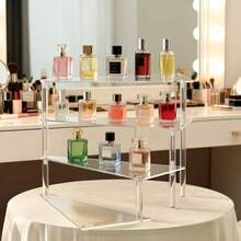 3/4 Tier Transparent Acrylic Tiered Makeup Organizer, Multi-Functional Perfume & Cosmetics Display Shelf, Vanity Dresser Storage Rack - Clear - View 2