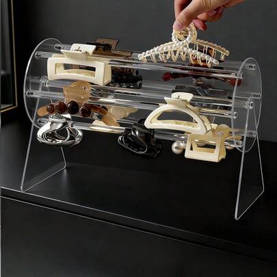 Acrylic Transparent Detachable 360° Rotating Claw Clip Storage Rack, Jewelry Organizer Holder For Women Hair Accessories
