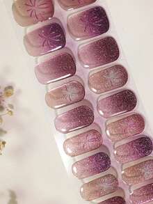 Semi Cured Gel Nail Strips, 20Pcs Long Lasting Salon Quality Wraps, Easy Apply & Remove Gel Nail Stickers With UV Light - Mauve Purple - View 6