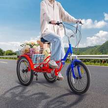 Folding Adult Tricycle, 20-Inch 7-Speed Adult Folding Trikes, Carbon Steel 3 Wheel Cruiser Bike With Large Basket & Adjustable Seat, Shopping Picnic Foldable Tricycles For Women, Men, Seniors - Đỏ - Xem 9