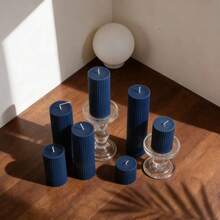 1pc Vintage Style Deep Blue Cylindrical Scented Candle - 1.97" Diameter | Suitable For Meditation And Lighting | Decorative Candle Set | Photography Prop | For Home Decor, Indoor/Outdoor Use, Patio And Office Desk | Fragrant Candle - Dark Blue - View 9