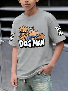 Short-Sleeved T-Shirt For Boys With A Cartoon Puppy Pattern, Round Neck Short Sleeves Design,Fashionable And Versatile,Bringing A Comfortable And Fun - Grey - View 8