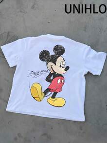 Disney UNIHLO Mickey  Print  Summer Casual Versatile Pure Cotton T-Shirt Suitable For Any Place - White - View 3