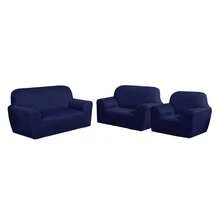 Protective Cover For Sofa 3x2x1 Seater, Plain, Fitted, Gel Polyester Mesh, Fast Shipping. - Navy Blue - View 2