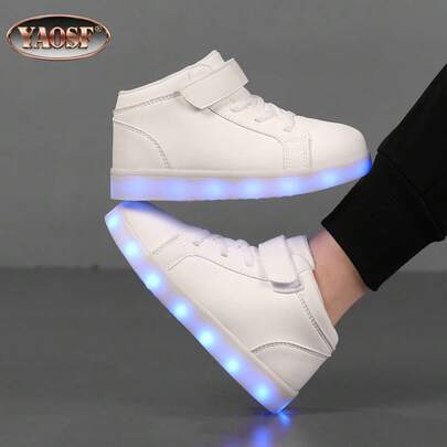 YAOSF Spring & Autumn Fashion Luminous Shoes, Street Cool LED Light Up Sports Shoes, Night Glow Running Shoes, Outdoor Sports Shoes For Youth & Teenagers, High-Quality Young Adult Gift, Teenager Birthday Gift. Material: