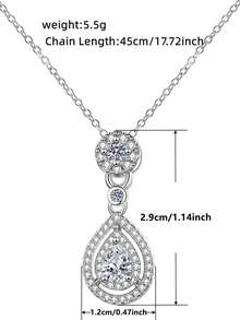 1件装时尚立方氧化锆项链吊坠，女士情人节礼物，订婚周年纪念派对首饰 - 1# - 查看 7