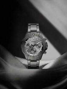 Fossil BQ2491 男士多功能石英表，灰色不锈钢表带，运动腕表，男士生日和周年纪念日的理想礼物 - 灰色 - 查看 10