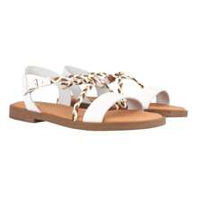 Marila Damen-Sandalen aus flachem Leder, weiß, gepolsterte Lederinnensohle, Schnallenverschluss, leichte Sohle, Lieferung innerhalb von 24/48 Stunden - Weiss - Übersicht 3