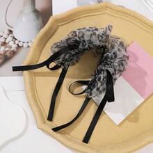 1个优雅复古豹纹网纱发圈发夹，马尾辫发圈，丸子头固定器 - 彩色 - 查看 6