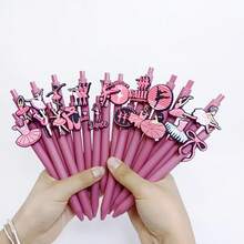 5/10pcs Random Style Ballet Girl Series Retractable Ballpoint Pens, Random Style, Fashionable Black Neutral Pens, Office & School Supplies, Classroom Rewards, Holiday Party Favors - Sets - View 2