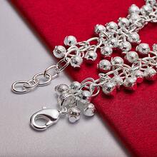 925纯银镀层磨砂哑光葡萄串珠手链，女士婚礼订婚派对时尚首饰 - 銀色 - 查看 5