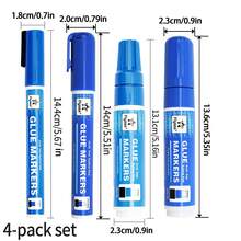 4-In-1 Bullet Journal Glue Pens Set, 4 Nib Styles (1.0mm Round / 3-6mm Rotary / 8.5mm Slanted / 10mm Flat), High Capacity Quick-Drying Non-Acidic Glue Pens For Wet & Dry Use, Smudge-Free For Scrapbooking, DIY, Office - Multipurpose Glue Pen - View 15