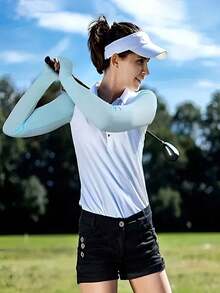 1 buah Sarung Lengan Pendingin Wanita Warna Polos - Tahan UV, Pas Elastis, Cocok untuk Golf, Lari, Memancing, dan Bersepeda, Serat Poliester Bernapas, Tersedia Berbagai Pilihan Warna, Cocok untuk Festival dan Pesta - A - View 12