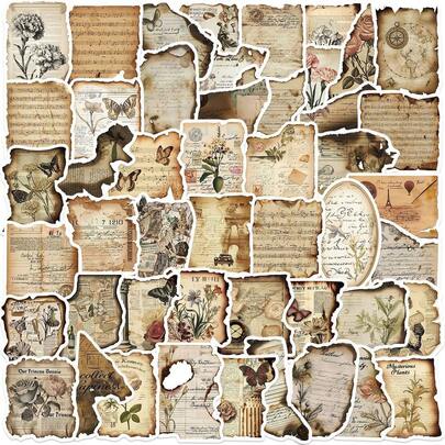 50 Pcs Vintage Burned Fragment Graffiti Stickers - Waterproof Decor Decals For Guitars, Notebooks & Luggage DIY