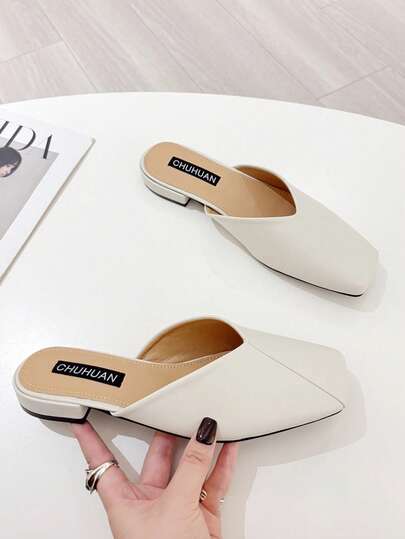 大码女士穆勒拖鞋，中跟粗跟套脚凉鞋，尺码 41-43