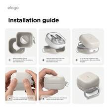 Elago Compatible With Samsung Galaxy Buds 4 Pro & Galaxy Buds 4 Case, Premium Silicone Cover With Carabiner, Full Protection, Wireless Charging, Headphone Accessories, For Men, For Women [Stone] - 結石 - 查看 8