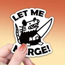 OZLICE "Let Me Merge" Funny Possum Sticker, Screaming Opossum With Knife Vinyl Decal For Car Bumper Window, Road Rage Meme Art, Chaotic Aesthetic Gift For New Driver, Waterproof Laptop Helmet Decoration - Light Film - View 2