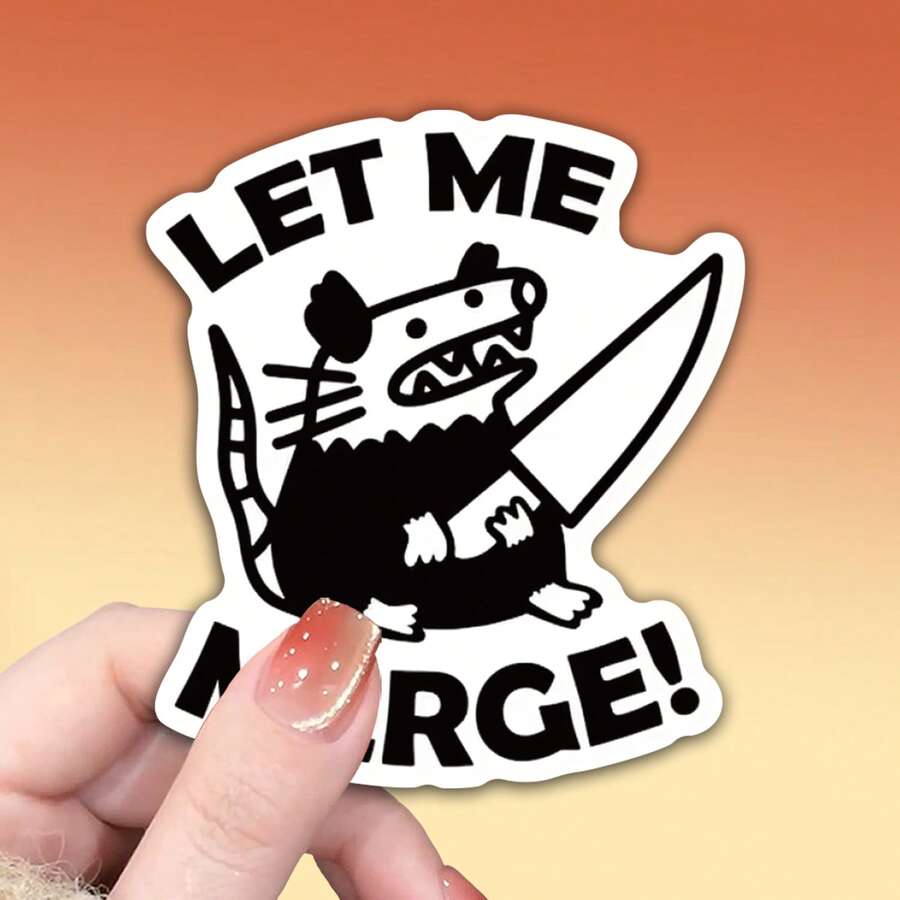 OZLICE "Let Me Merge" Funny Possum Sticker, Screaming Opossum With Knife Vinyl Decal For Car Bumper Window, Road Rage Meme Art, Chaotic Aesthetic Gift For New Driver, Waterproof Laptop Helmet Decoration