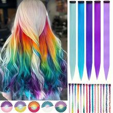 Rainbow-Colored Hair Clips With Real Human Hair Pieces, Featuring A Silky, Invisible Texture And Soft, Superior Quality. Available In 12 Colors, Equipped With Stable And Comfortable Hair Clips, And Easy To Install. Highly Cost-Effective And High-Quality Real Human Hair Pieces, Ideal For Stage Performances And Shows. - Multicolor - View 1