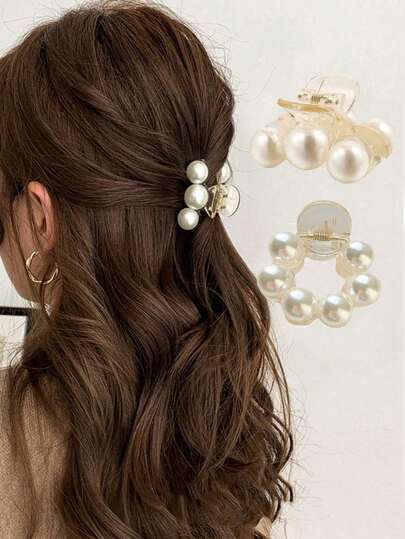 1/2pcs Korean Elegant Pearl Small Hair Clip, Cute Mini Hair Clip/Headband, Nape Clip, Bangs Clip