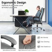 COSTWAY Ergonomic Adjustable High Back Rolling Computer Chair With Retractable Footrest, Grey - A - View 5