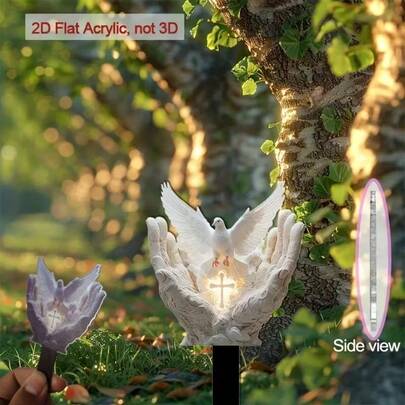 2D Flat Memorial Plaque - Weather-Resistant Outdoor Garden Fence, Dove And Cross Design, No Electricity Needed, Rustic Vintage Style, Suitable For Gravesite, Easter, Halloween Decor, Outdoor Decor, Gravesite Decor, Design, Intricate Details, 2D Flat