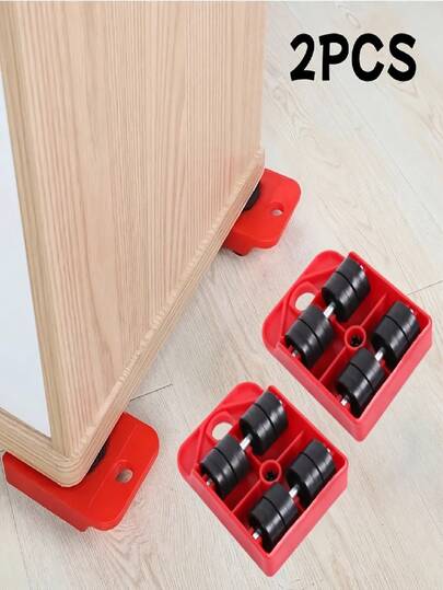 2 piezas Deslizadores de muebles de alta resistencia, sistema de movimiento de plástico resistente con ruedas giratorias con bloqueo y almohadillas de goma antideslizantes - Asas para sofá, cama, colchón, silla - Movilidad DIY, protección de múltiples superficies (sin arañazos)