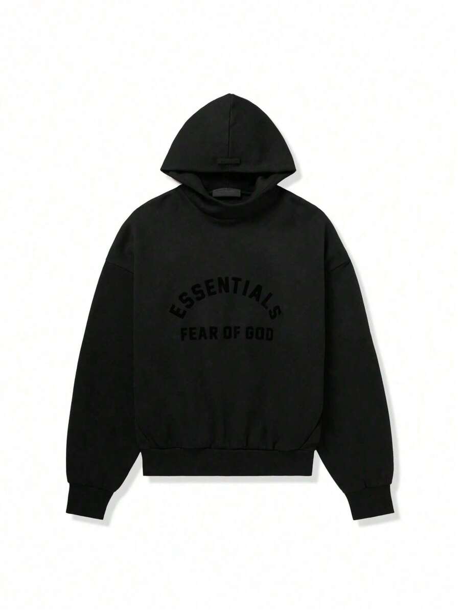 Essentials SS23 Arch Logo Hoodie 'Jet Black' 192SP232050F Black Sport Casual Fall Sweater Sweatshirts Fashion - 黑色 - 查看 1
