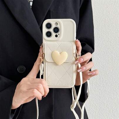 1 pieza Funda de teléfono con forma de corazón, compatible con iPhone 17/17 Air/17 Pro/17 Pro Max/16/7/8/11/12/13/14/15/X/XR/Xs/Plus/Pro/Pro Max/SE2