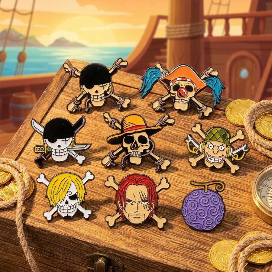 One Piece Officially Licensed Collectible Pins Men's/Women's Brooches Novelty Jewelry Anti-Rust Metal Brooch Zinc Alloy Enamel Pin Anime Backpack Pin Jacket Lapel Pin Collectible Merch Set Toei Animation - Multicolor - View 1